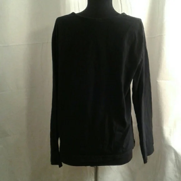 Hot Cotton by Marc Ware Large Tee Shirt Black Stars Long Sleeves Layering Stones - Picture 5 of 6